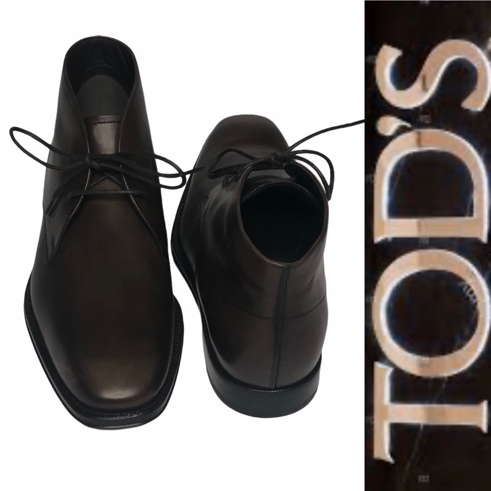NEW Tod's Mens Brown Leather Laceup AnkleBoots 5.5 - Picture 2 of 16